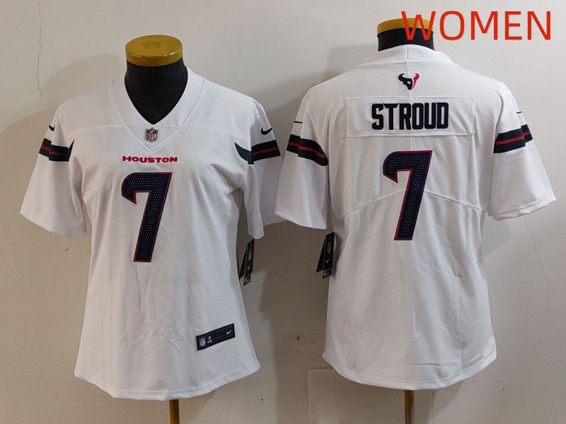 Women Houston Texans #7 Stroud White Three generations 2025 Nike Limited NFL Jersey style 21->women nfl jersey->Women Jersey